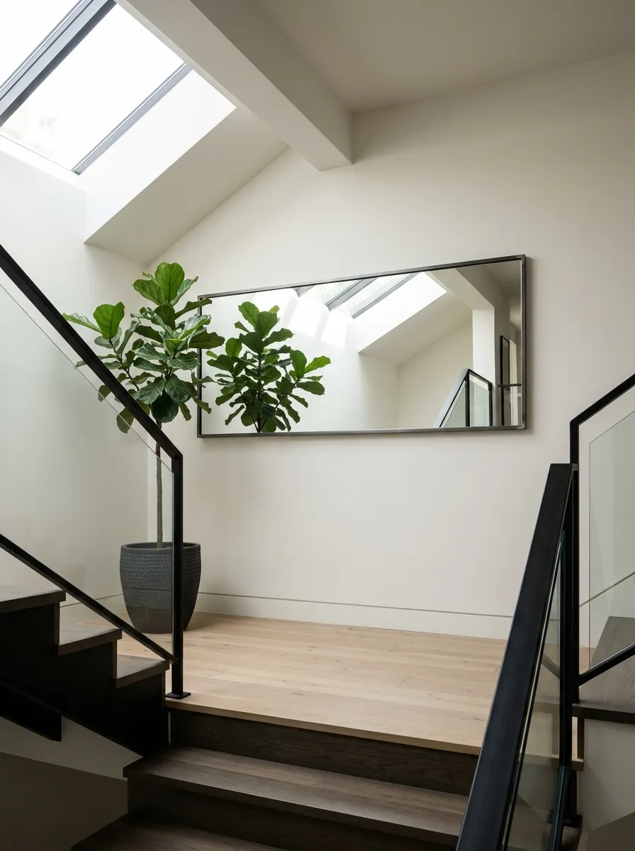 stairs wall decor ideas mirror