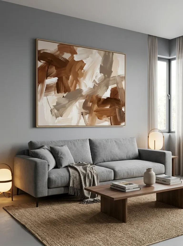grey and brown living room decor