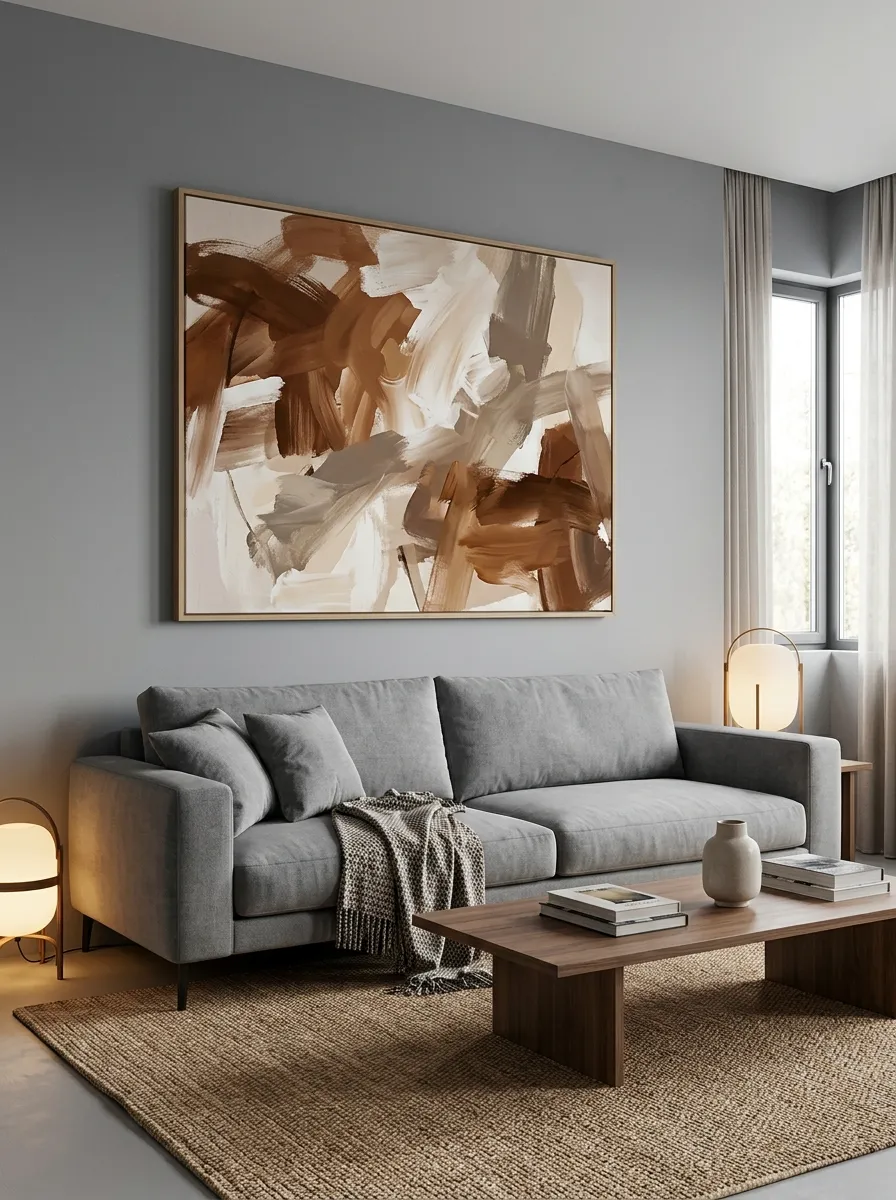 grey and brown living room decor