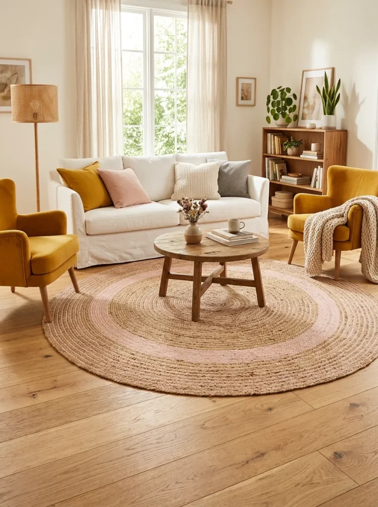 pink and yellow living room decor