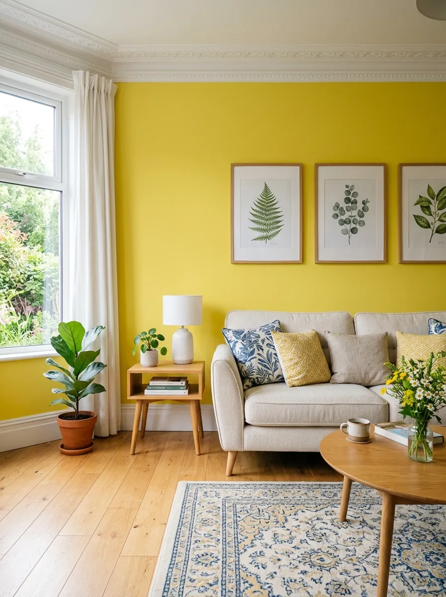 yellow living room decor