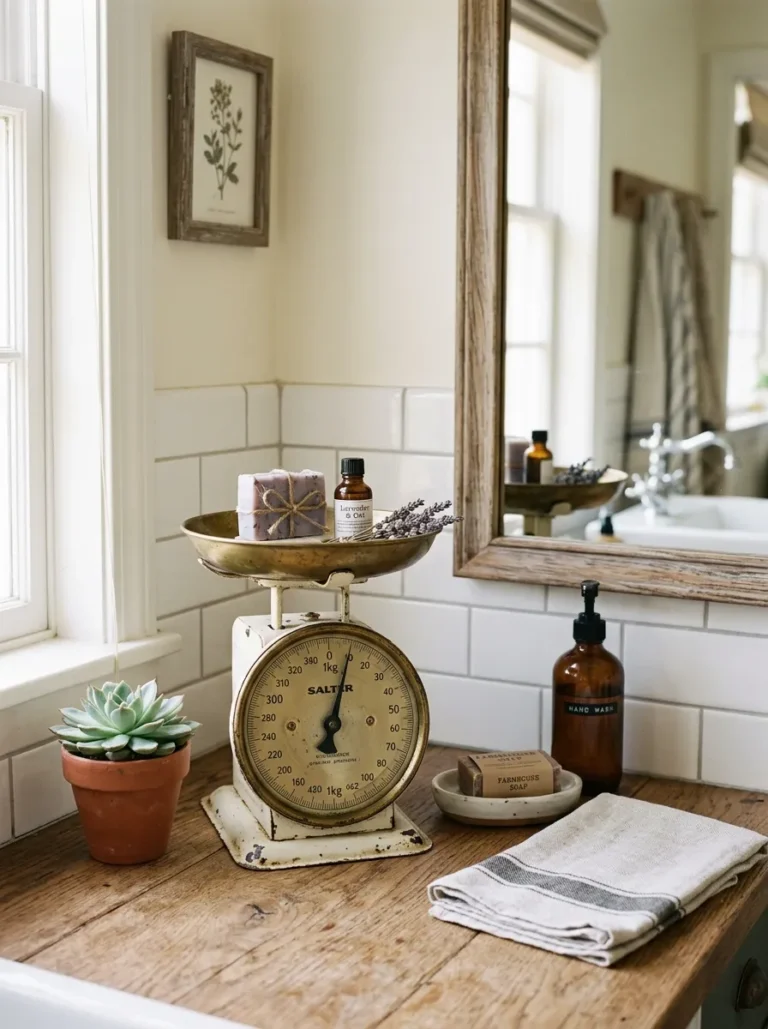 bathroom counter decor farmhouse