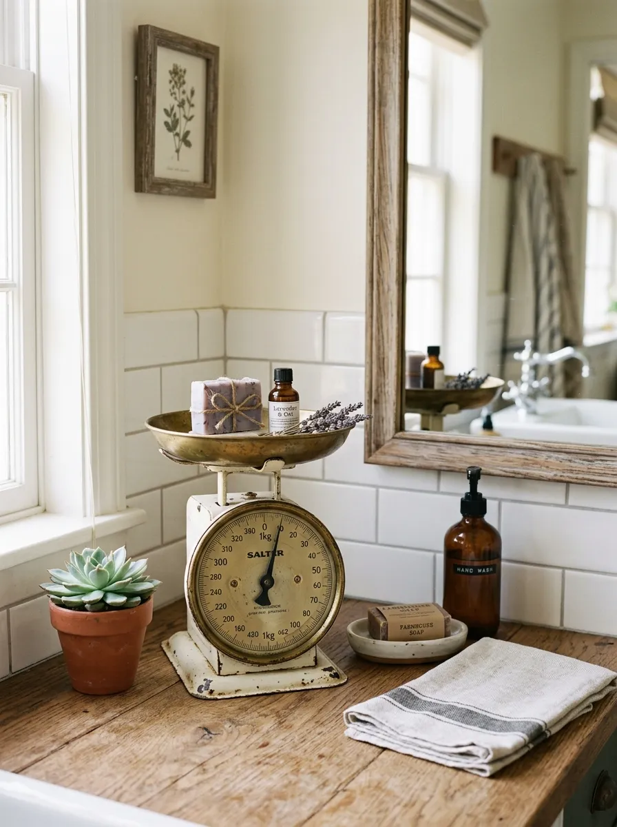 bathroom counter decor farmhouse