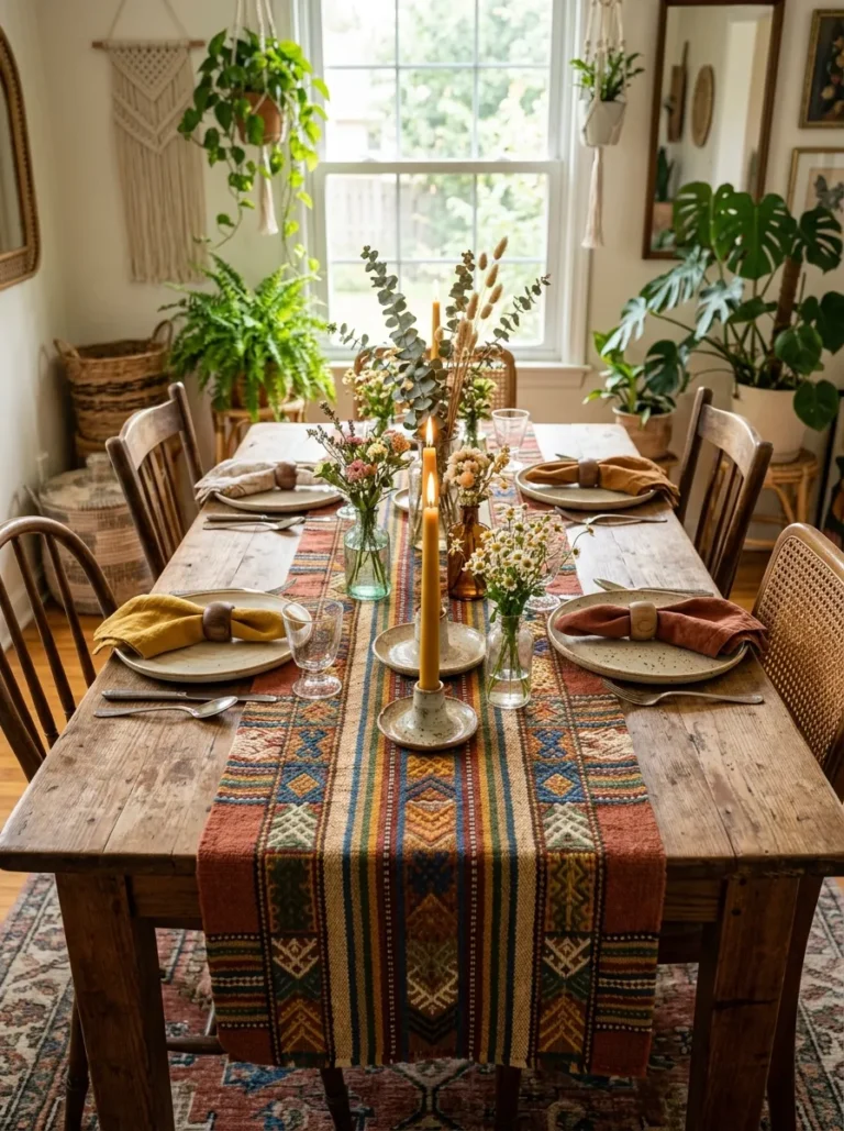 dining table centerpiece boho