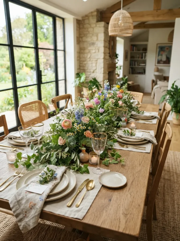 dining table centerpiece with flowers