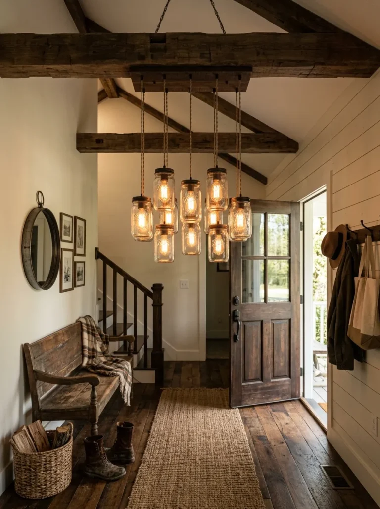 entryway chandelier farmhouse