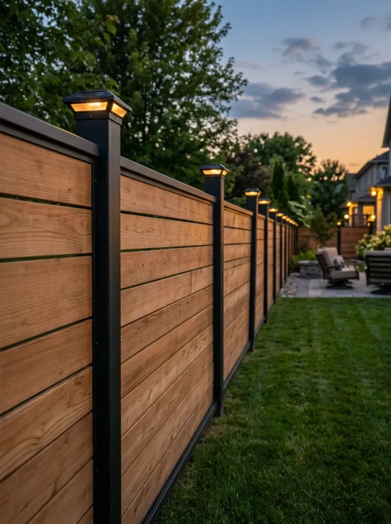 horizontal fence with steel posts