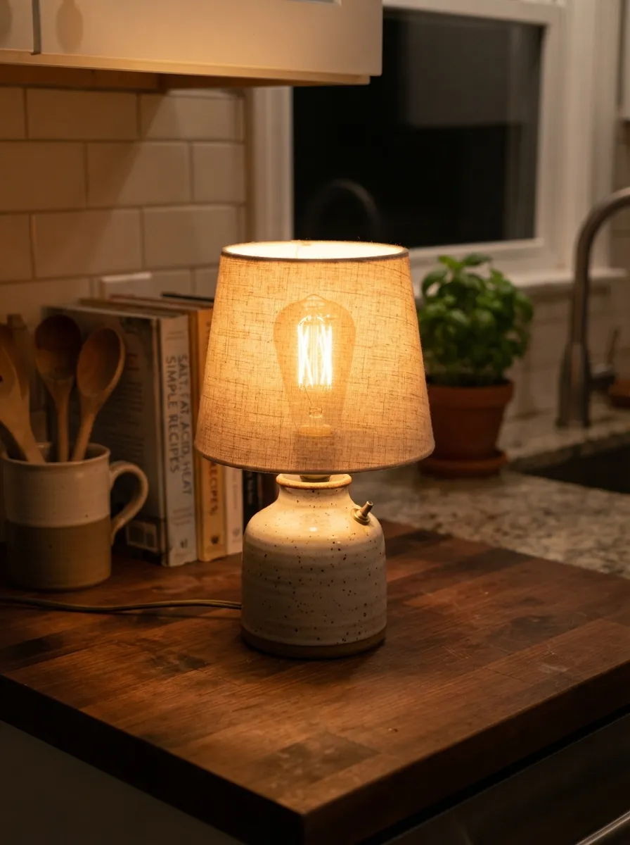 kitchen counter corner decor ideas with lamp