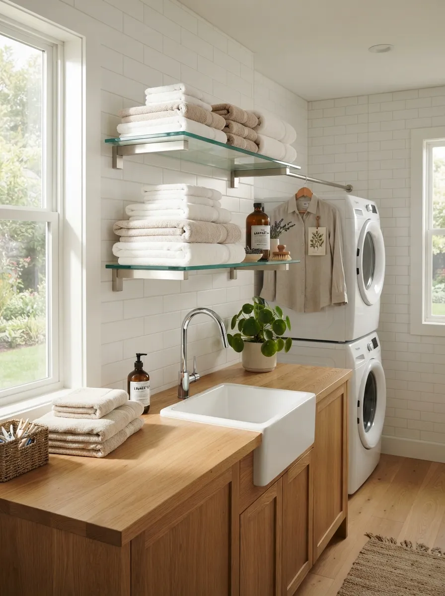 modern laundry room shelving ideas