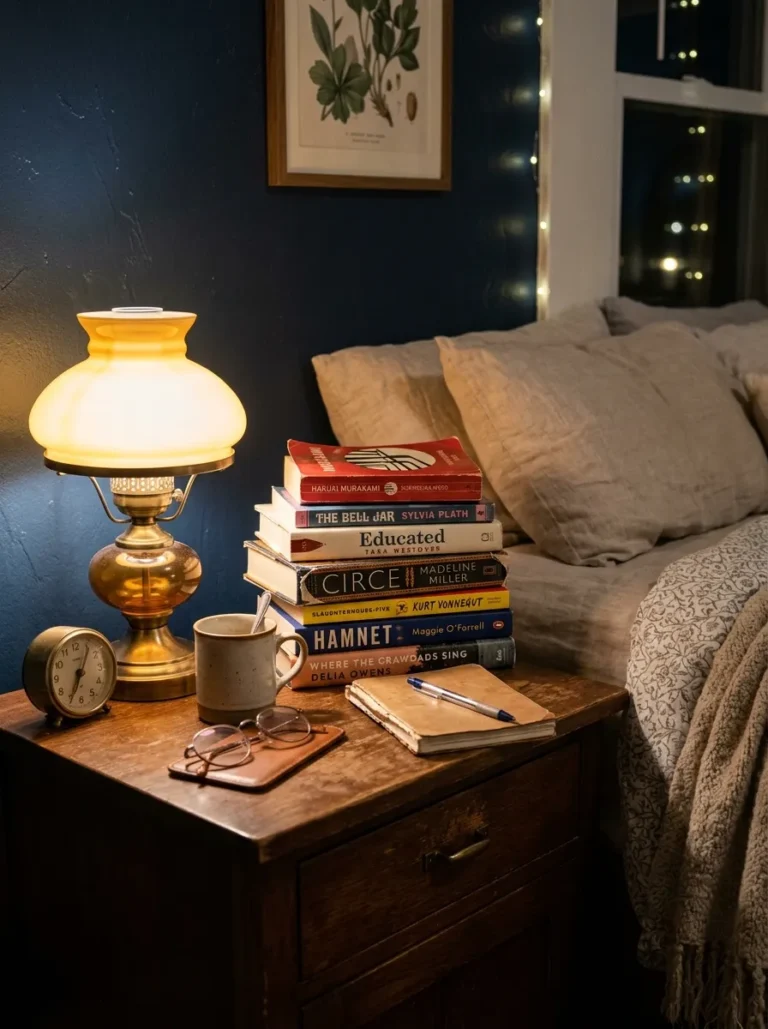 nightstand decor with books