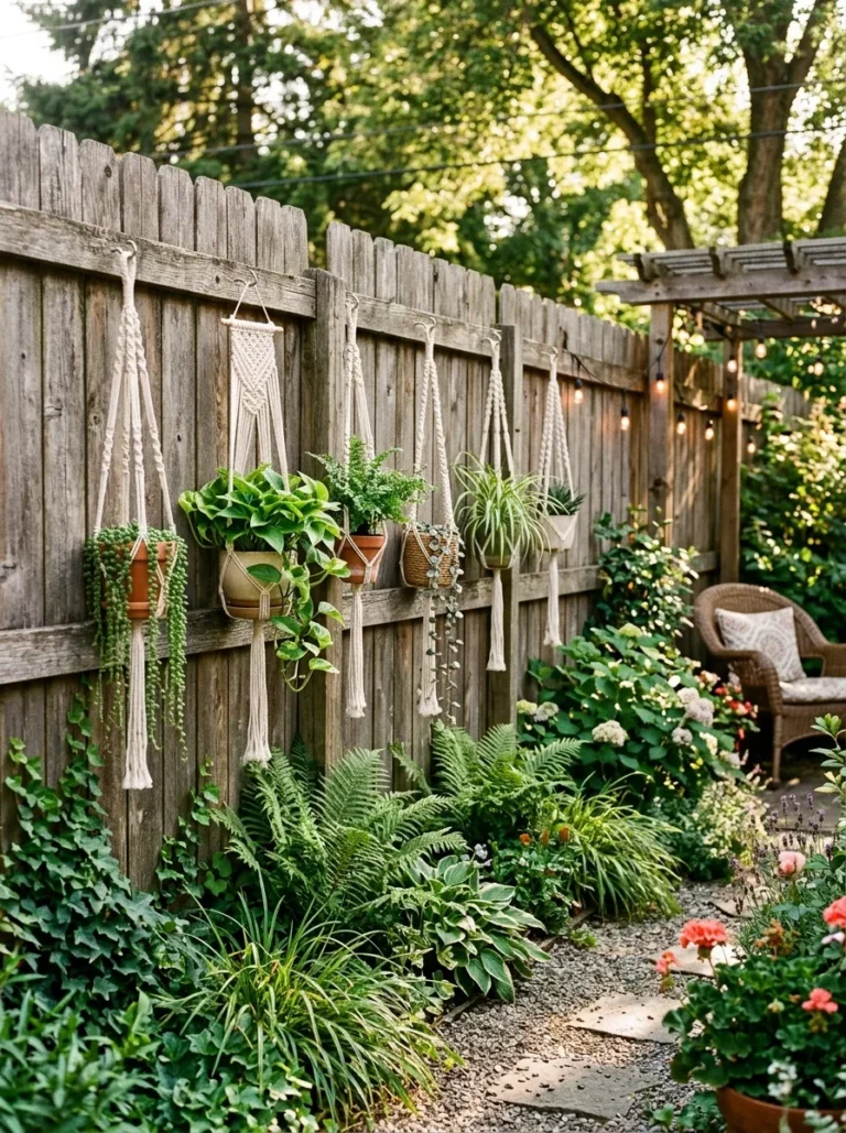 privacy fence with plants
