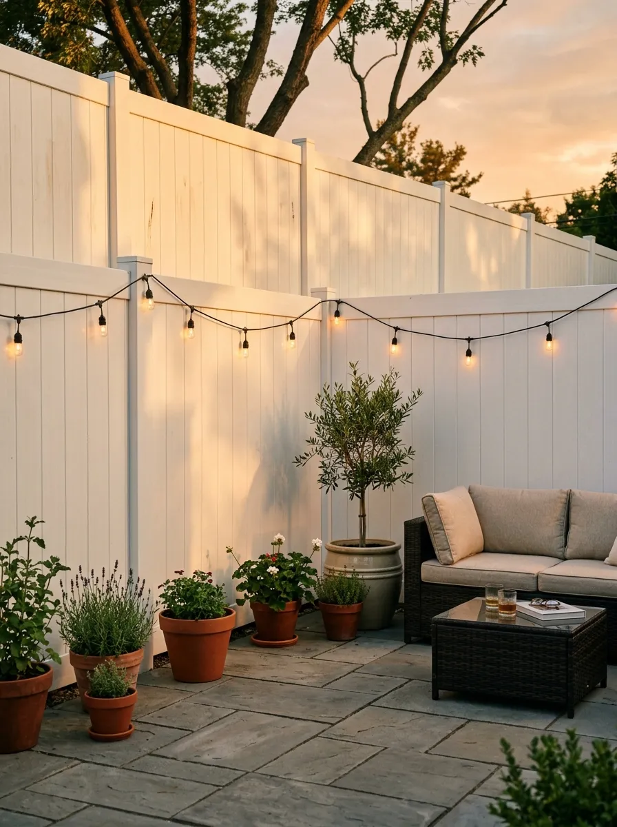 white fence ideas backyard