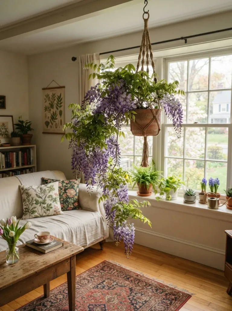 living room hanging plant ideas
