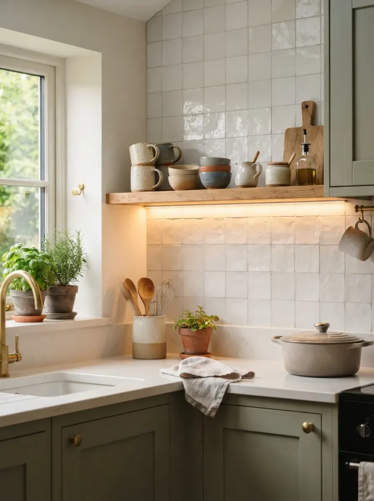 small kitchen open shelving
